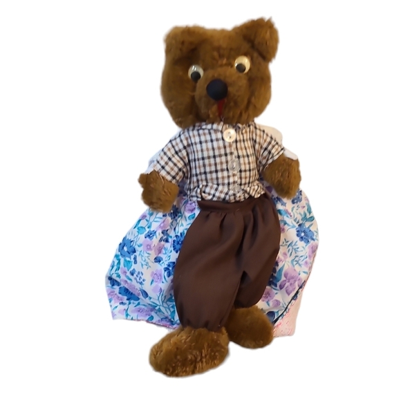 Source Unknown Other - 10" Topsy Turvy Rag Doll Goldilock and the 2 Bears Handmade Folk missing baby